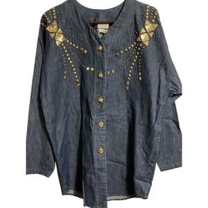 Super line Vintage denim shirt tunic jacket 1980 1990 oversized retro